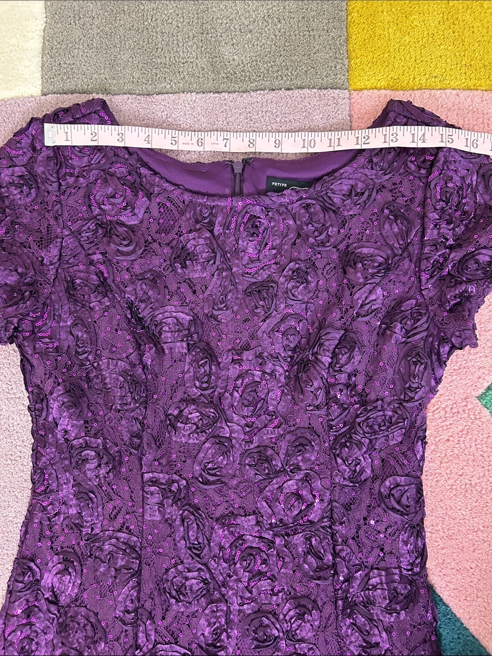 Alex Evenings Rosette Evelyn Lace Purple Dress - Picture 6 of 17